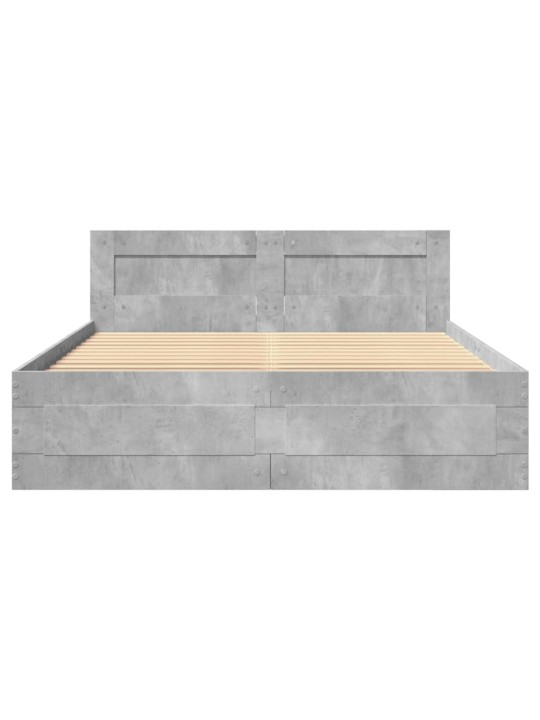 Rám postele s čelem betonově šedý 135 x 190 cm kompozitní dřevo