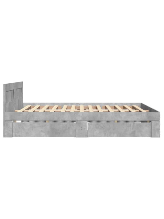 Rám postele s čelem betonově šedý 135 x 190 cm kompozitní dřevo