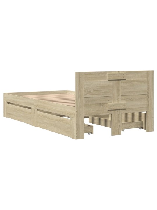 Rám postele s čelem dub sonoma 75 x 190 cm kompozitní dřevo