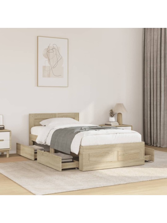 Rám postele s čelem dub sonoma 75 x 190 cm kompozitní dřevo