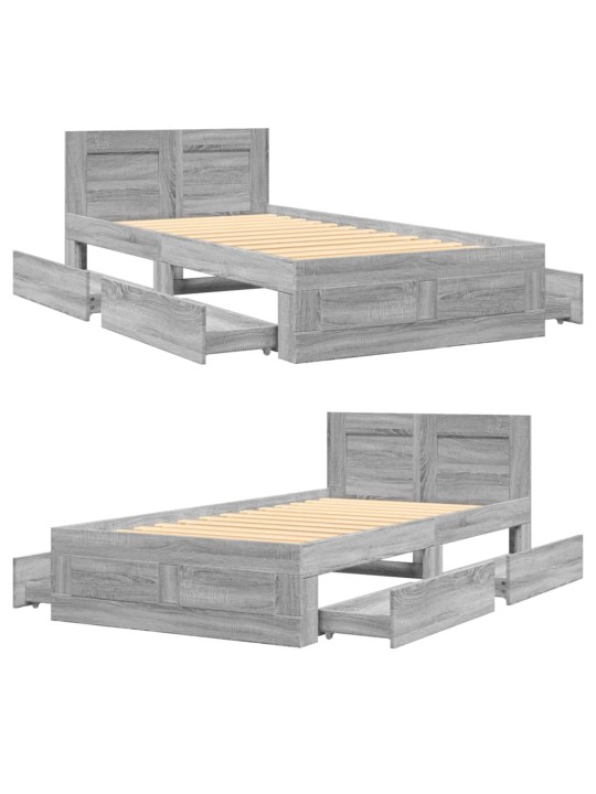 Rám postele s čelem šedý sonoma 75 x 190 cm kompozitní dřevo