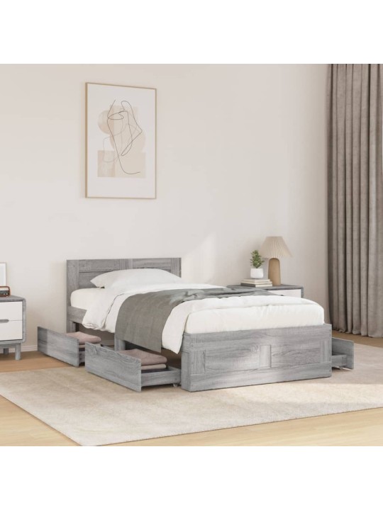 Rám postele s čelem šedý sonoma 75 x 190 cm kompozitní dřevo