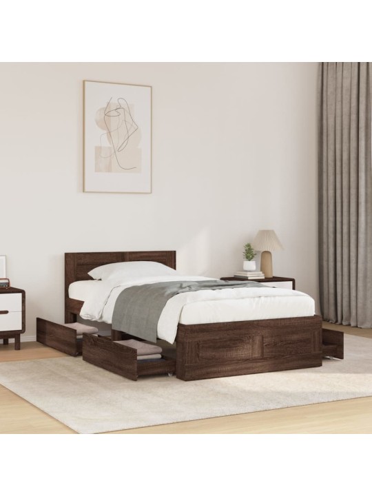 Rám postele s čelem hnědý dub 75 x 190 cm kompozitní dřevo