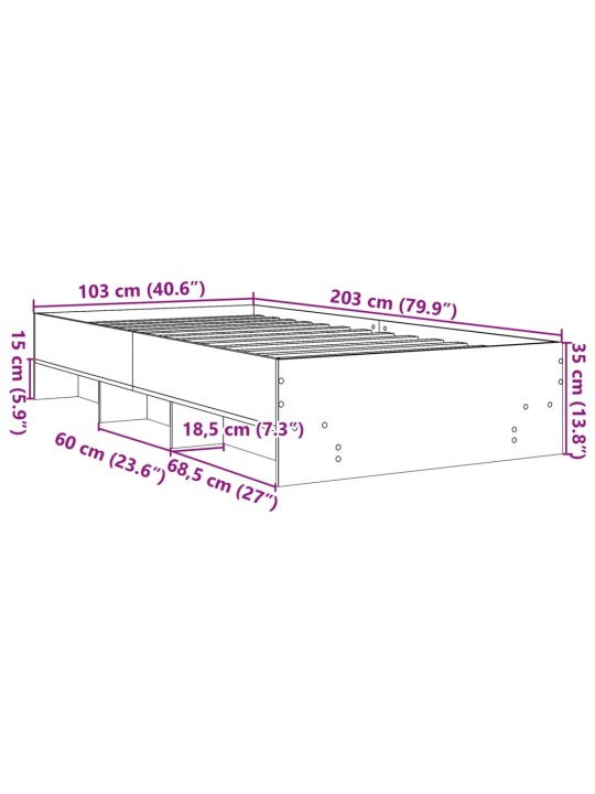 Rám postele černý 100 x 200 cm kompozitní dřevo