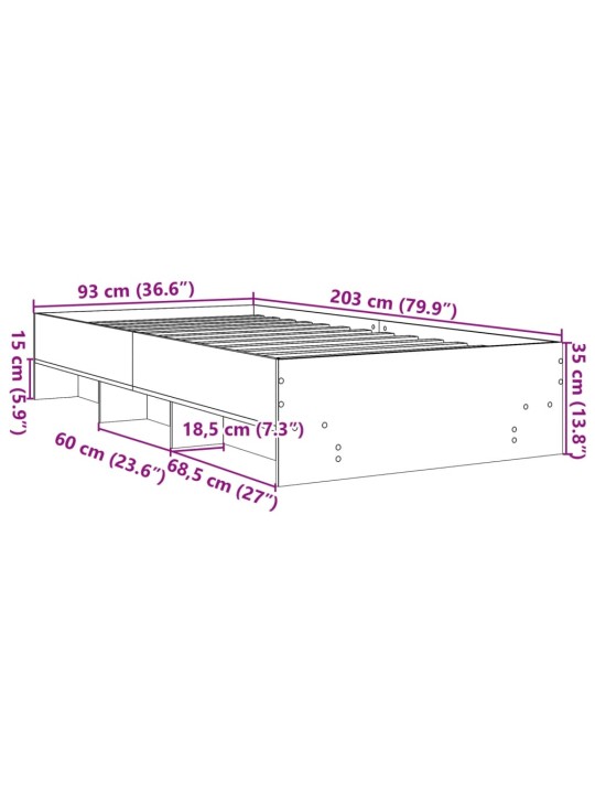 Rám postele černý 90 x 200 cm kompozitní dřevo