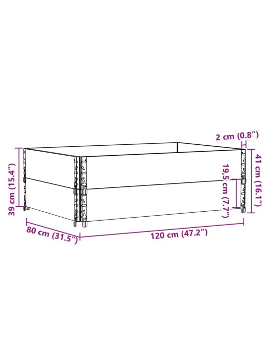 Paletové nástavce 2 ks černé 120 x 80 cm masivní borové dřevo