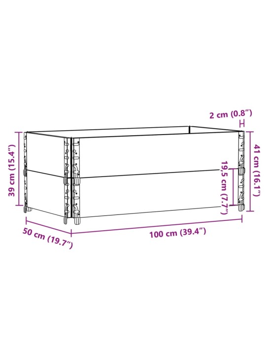 Paletové nástavce 2 ks hnědé 100 x 50 cm masivní borové dřevo