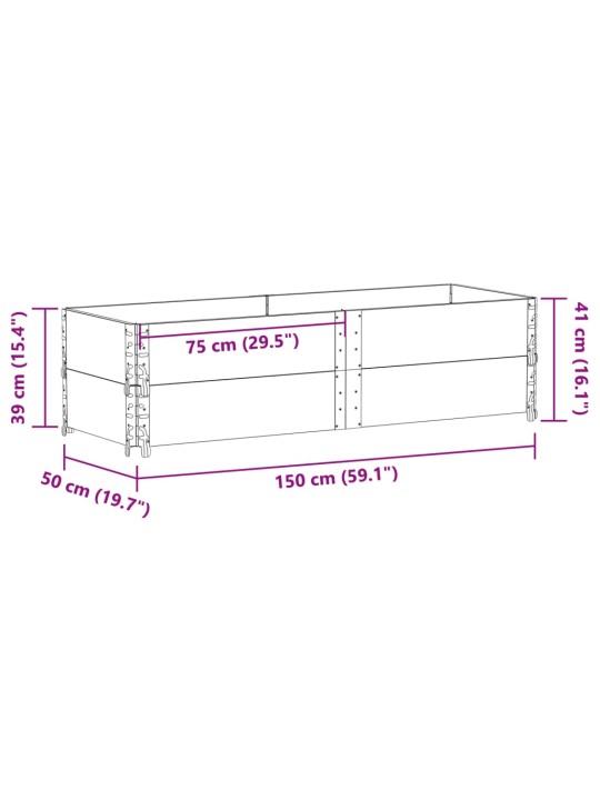 Paletové nástavce 2 ks šedé 150 x 50 cm masivní borové dřevo
