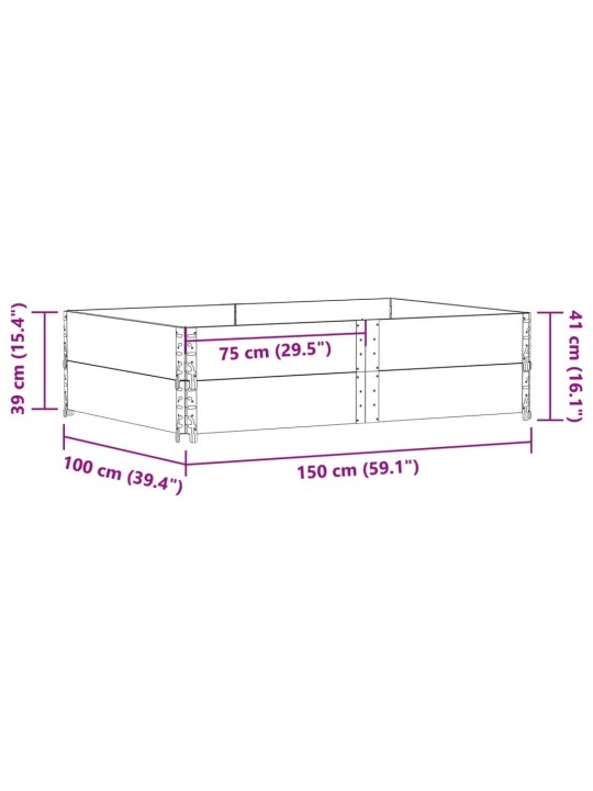Paletové nástavce 2 ks černé 150 x 100 cm masivní borové dřevo
