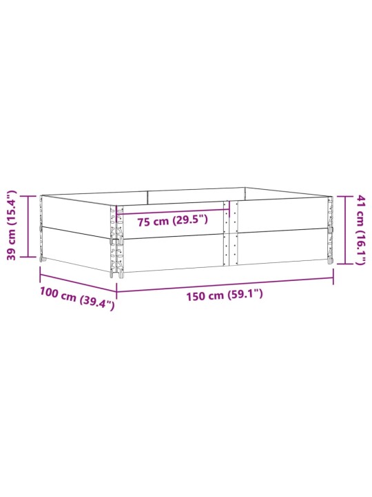 Paletové nástavce 2 ks šedé 150 x 100 cm masivní borové dřevo