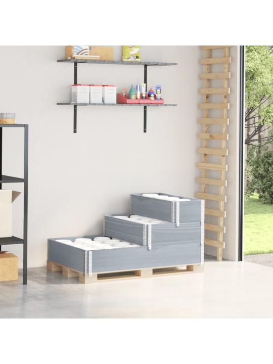 3patrový vyvýšený záhon šedý 120 x 80 cm masivní borové dřevo
