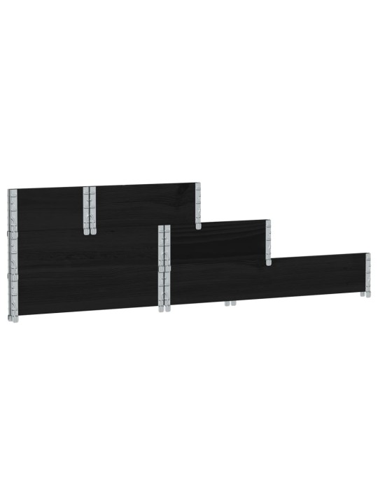 3patrový vyvýšený záhon černý 120 x 80 cm masivní borové dřevo