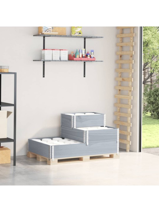 3patrový vyvýšený záhon šedý 120 x 80 cm masivní borové dřevo