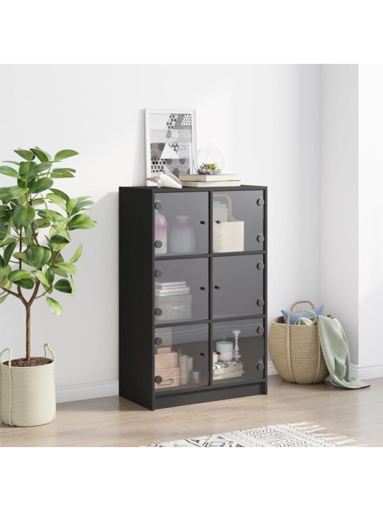 Highboard s dvířky černý 68 x 37 x 109 cm kompozitní dřevo