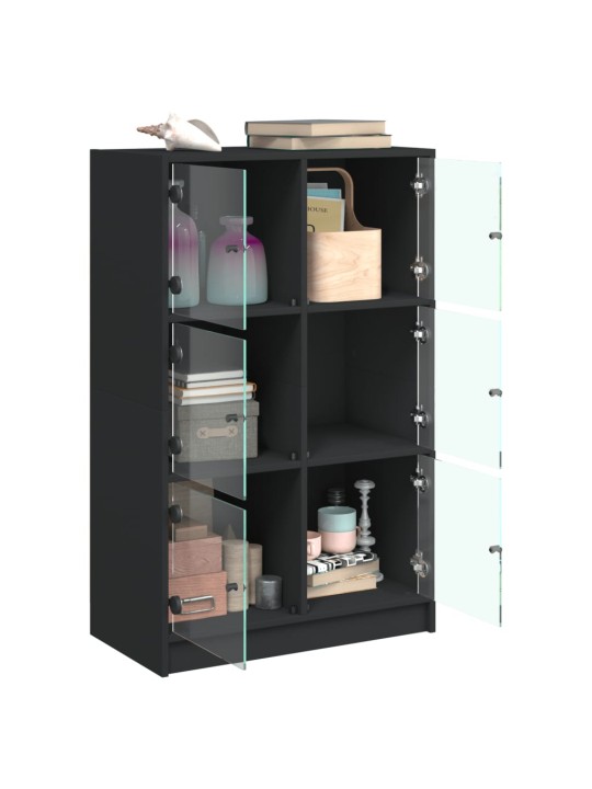 Highboard s dvířky černý 68 x 37 x 109 cm kompozitní dřevo