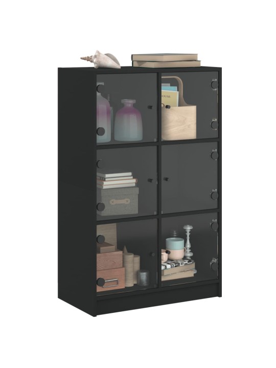 Highboard s dvířky černý 68 x 37 x 109 cm kompozitní dřevo
