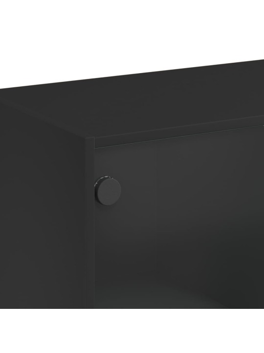 Highboard s dvířky černý 68 x 37 x 109 cm kompozitní dřevo