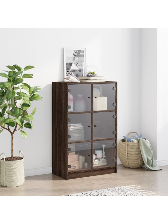 Highboard s dvířky hnědý dub 68 x 37 x 109 cm kompozitní dřevo