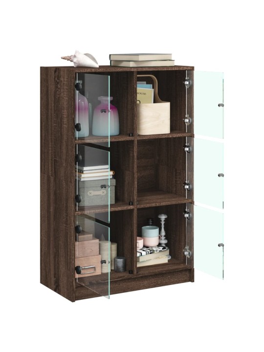 Highboard s dvířky hnědý dub 68 x 37 x 109 cm kompozitní dřevo