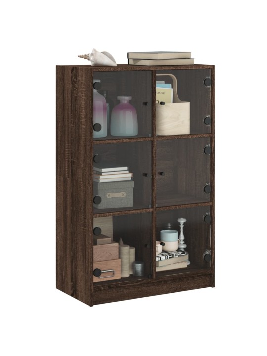Highboard s dvířky hnědý dub 68 x 37 x 109 cm kompozitní dřevo