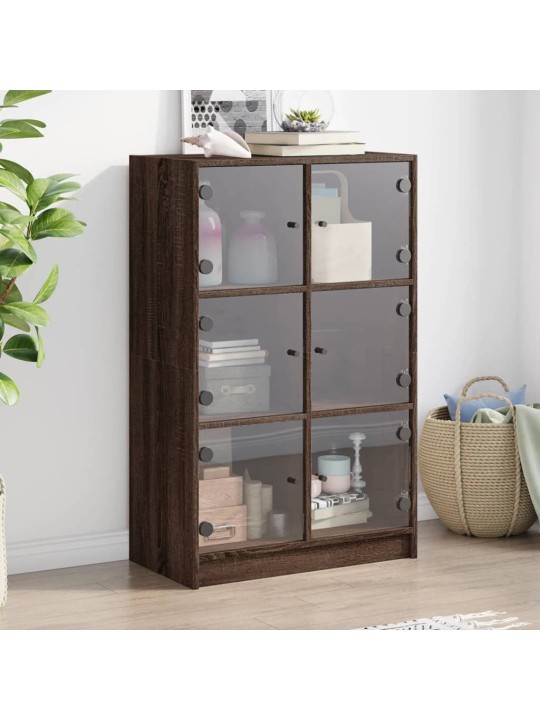 Highboard s dvířky hnědý dub 68 x 37 x 109 cm kompozitní dřevo