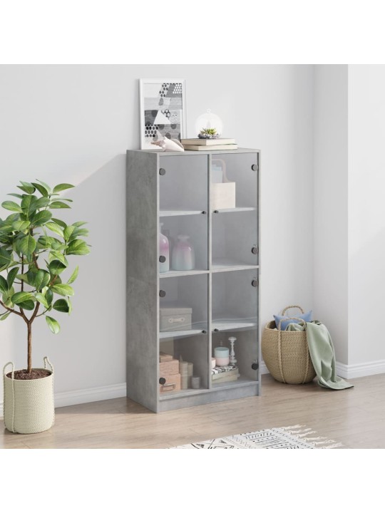 Highboard s dvířky betonově šedý 68x37x142 cm kompozitní dřevo