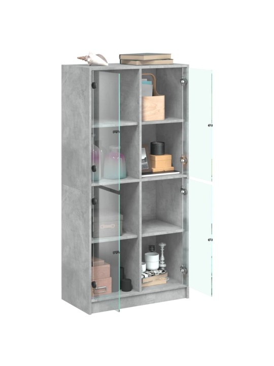 Highboard s dvířky betonově šedý 68x37x142 cm kompozitní dřevo