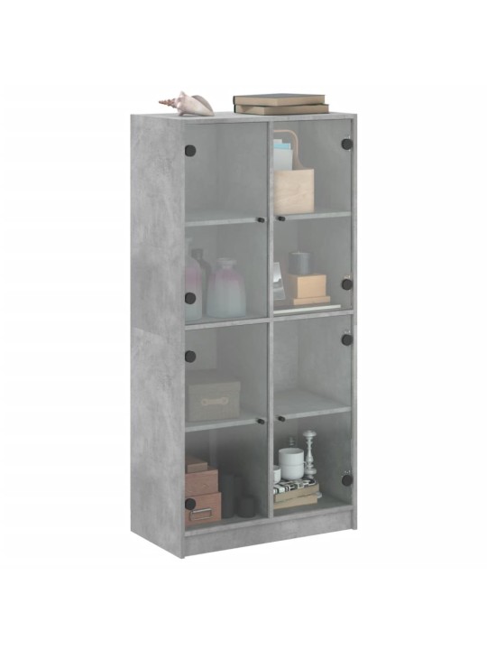 Highboard s dvířky betonově šedý 68x37x142 cm kompozitní dřevo