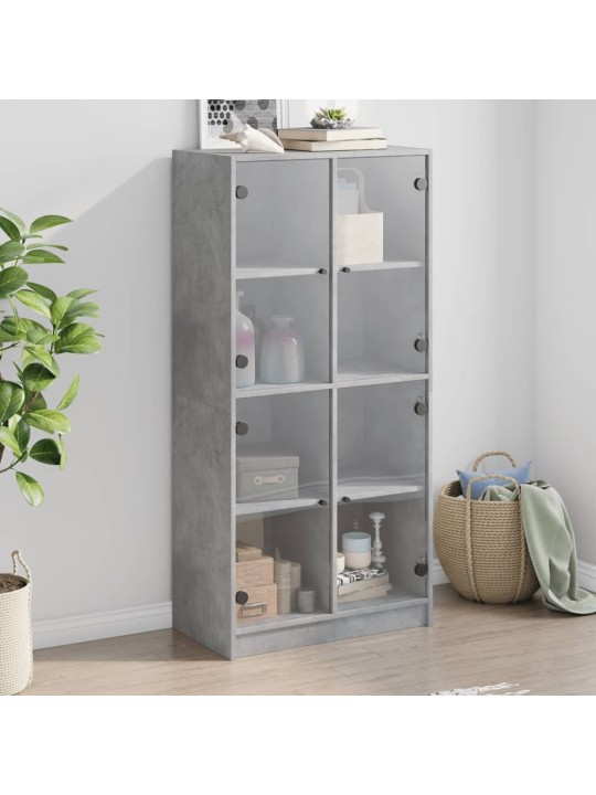 Highboard s dvířky betonově šedý 68x37x142 cm kompozitní dřevo