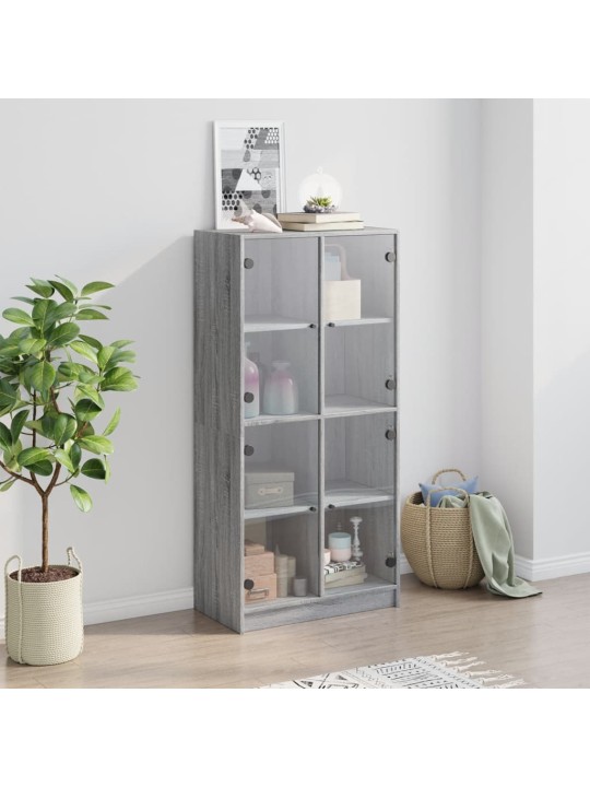 Highboard s dvířky šedý sonoma 68x37x142 cm kompozitní dřevo