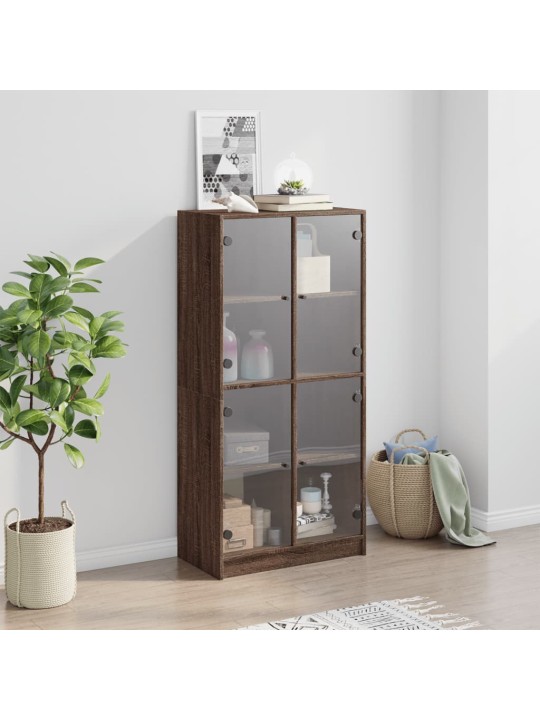 Highboard s dvířky hnědý dub 68 x 37 x 142 cm kompozitní dřevo