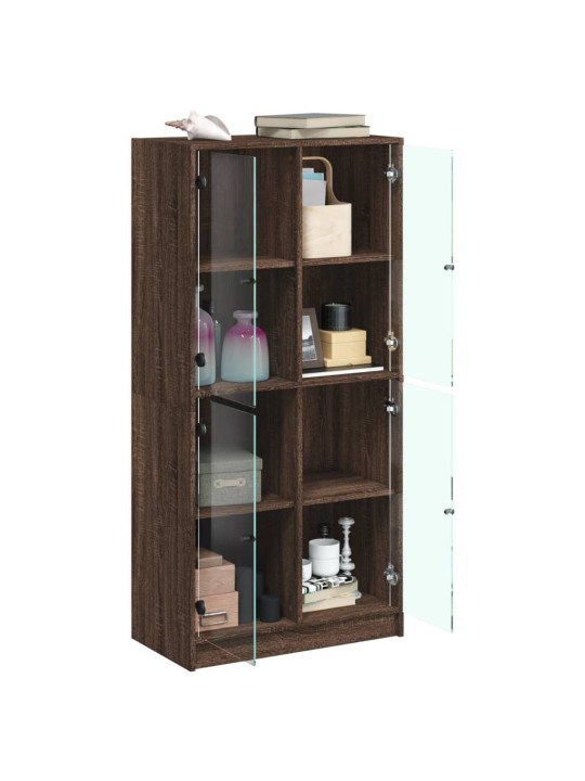 Highboard s dvířky hnědý dub 68 x 37 x 142 cm kompozitní dřevo