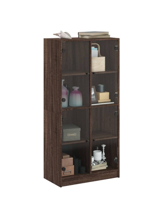Highboard s dvířky hnědý dub 68 x 37 x 142 cm kompozitní dřevo