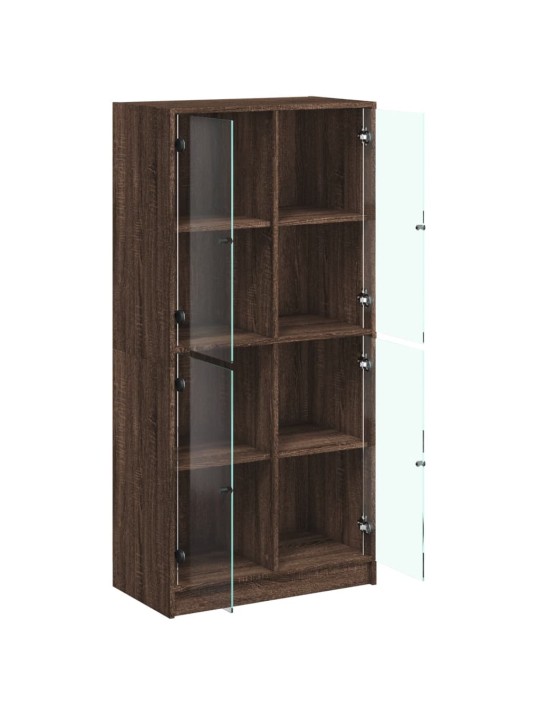 Highboard s dvířky hnědý dub 68 x 37 x 142 cm kompozitní dřevo