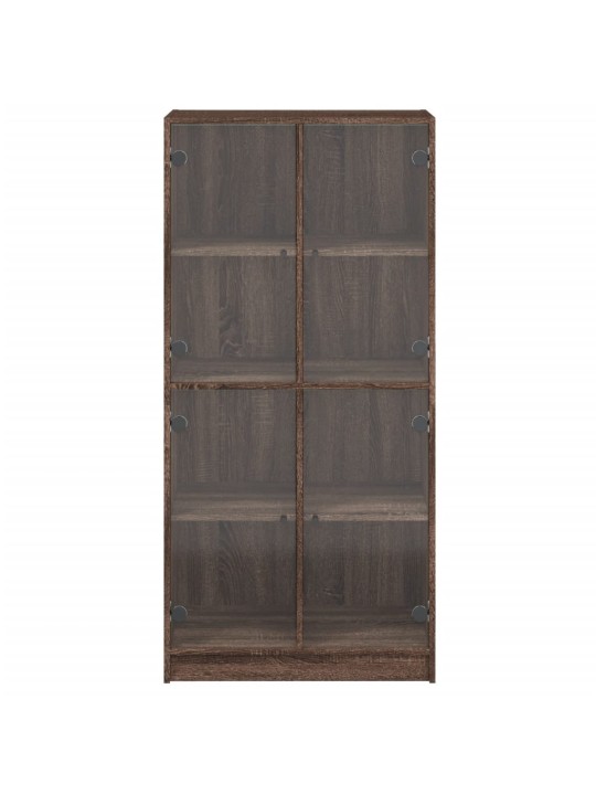 Highboard s dvířky hnědý dub 68 x 37 x 142 cm kompozitní dřevo