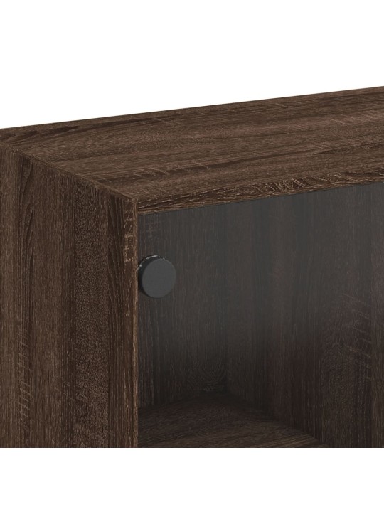 Highboard s dvířky hnědý dub 68 x 37 x 142 cm kompozitní dřevo