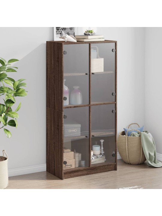 Highboard s dvířky hnědý dub 68 x 37 x 142 cm kompozitní dřevo