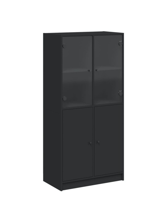 Highboard s dvířky černý 68 x 37 x 142 cm kompozitní dřevo