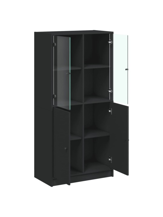 Highboard s dvířky černý 68 x 37 x 142 cm kompozitní dřevo