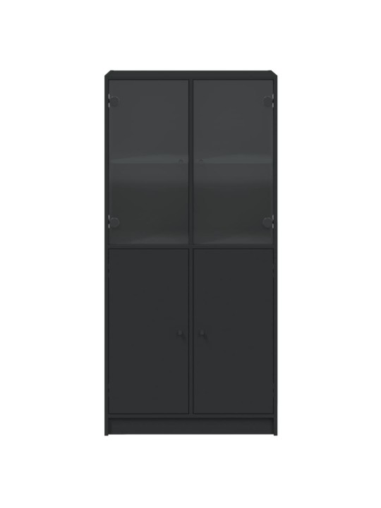 Highboard s dvířky černý 68 x 37 x 142 cm kompozitní dřevo