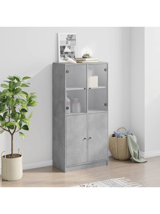 Highboard s dvířky betonově šedý 68x37x142 cm kompozitní dřevo