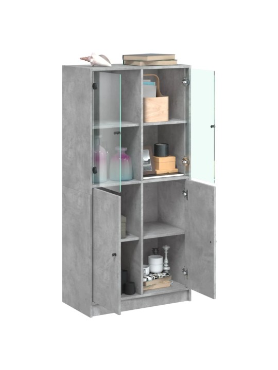 Highboard s dvířky betonově šedý 68x37x142 cm kompozitní dřevo