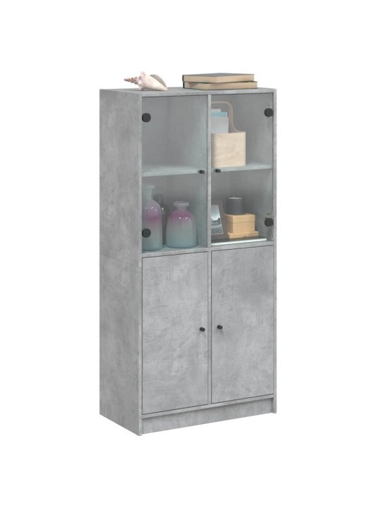 Highboard s dvířky betonově šedý 68x37x142 cm kompozitní dřevo