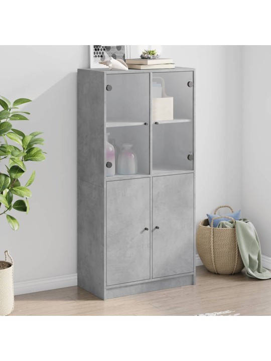 Highboard s dvířky betonově šedý 68x37x142 cm kompozitní dřevo