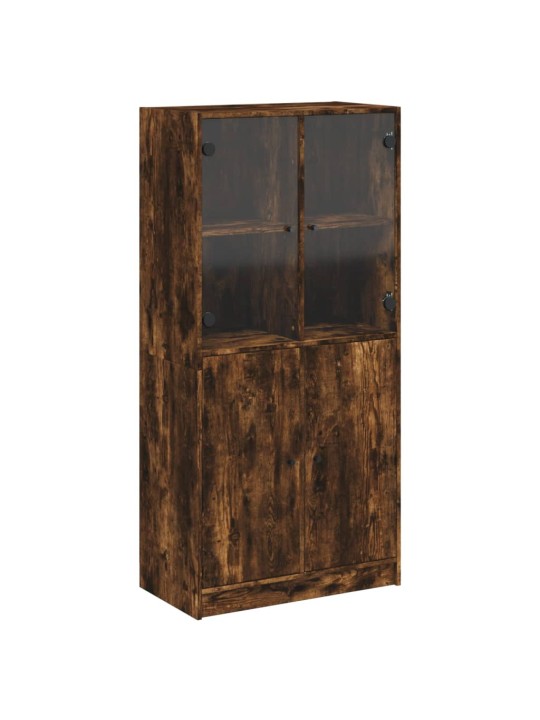 Highboard s dvířky kouřový dub 68x37x142 cm kompozitní dřevo