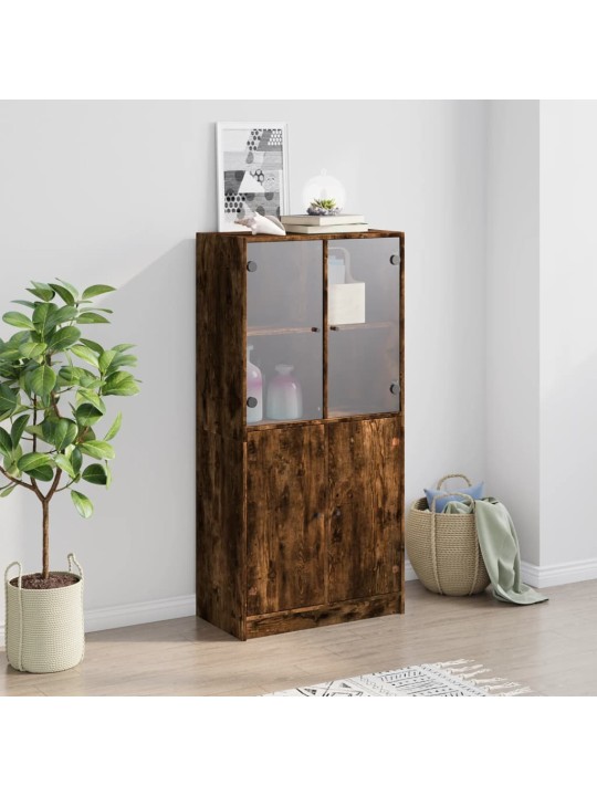 Highboard s dvířky kouřový dub 68x37x142 cm kompozitní dřevo