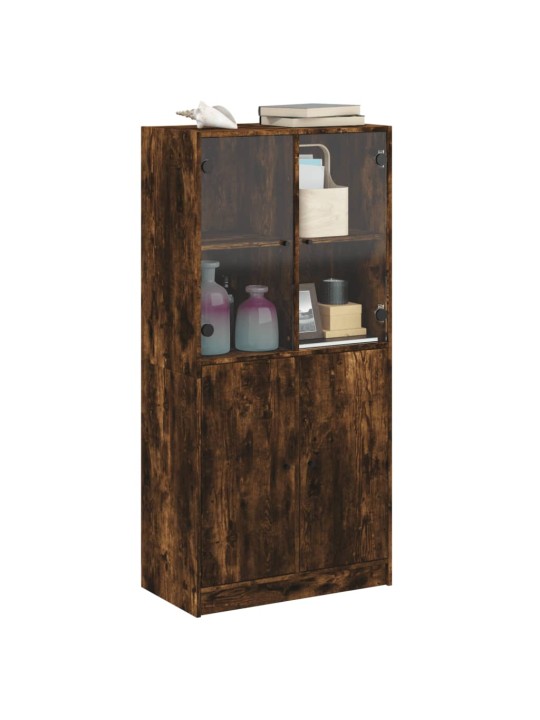 Highboard s dvířky kouřový dub 68x37x142 cm kompozitní dřevo