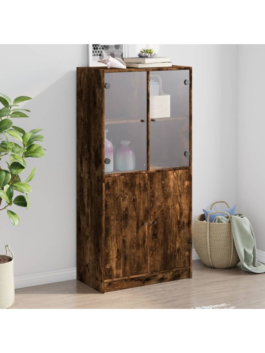 Highboard s dvířky kouřový dub 68x37x142 cm kompozitní dřevo