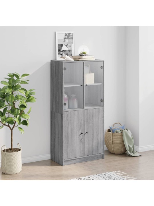 Highboard s dvířky šedý sonoma 68x37x142 cm kompozitní dřevo