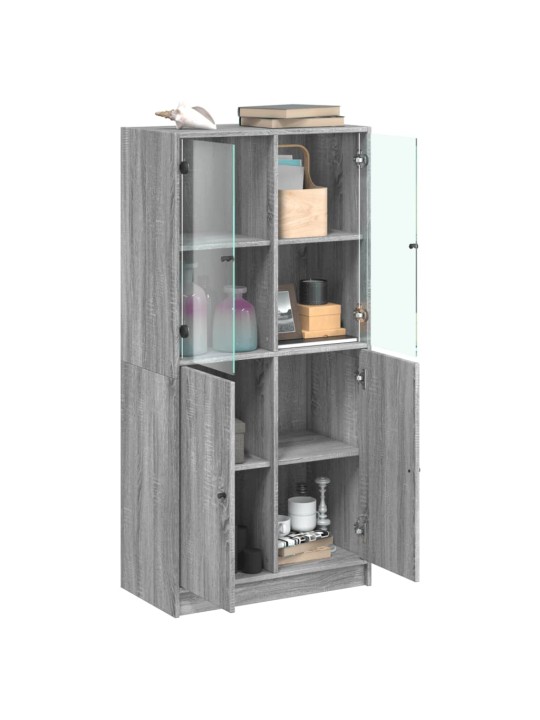 Highboard s dvířky šedý sonoma 68x37x142 cm kompozitní dřevo